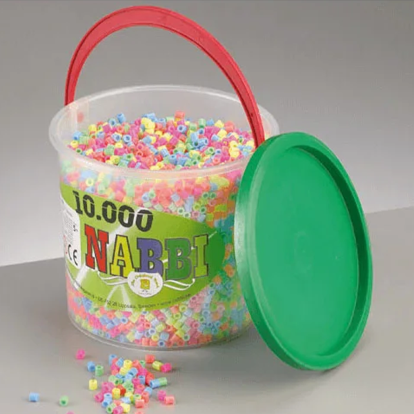 Nabbi® Bügelperlen im Eimer, Ø 5mm, 10.000 Stk., Pastell Mix