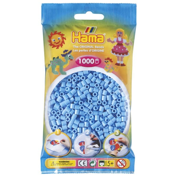 Hama Beutel mit 1000 Midi-Bügelperlen pastellblau