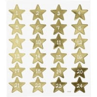 Zahlensticker Sterne für Adventskalender 1-24