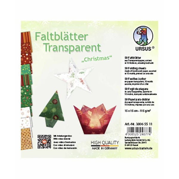 URSUS Faltblätter Transparent Christmas, 50Bl.