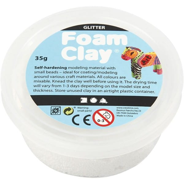 Foam Clay Modelliermasse, Weiß, Glitter