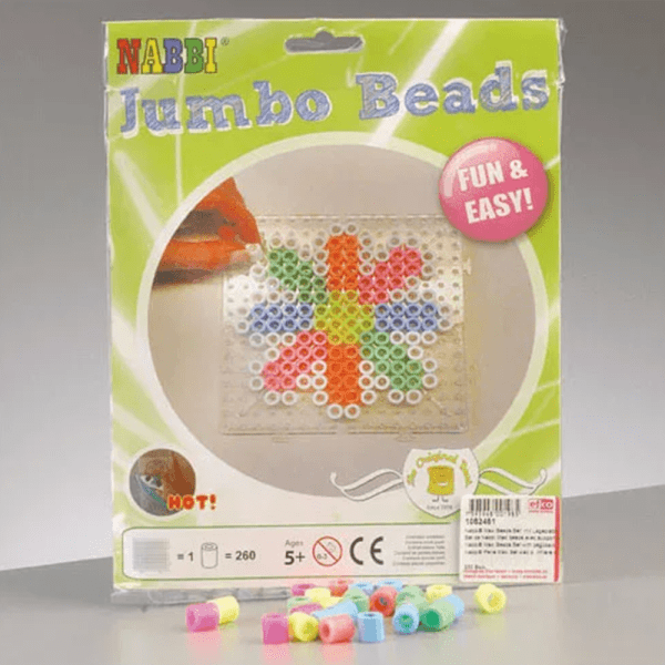 Nabbi®Jumbo Beads -Bügelperlen mit Stiftplatte, Ø 10mm 260 Stk.,Pastell Mix